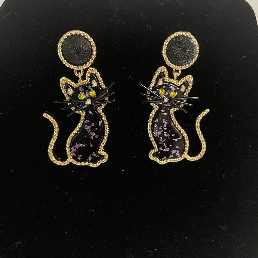 Black cat earrings